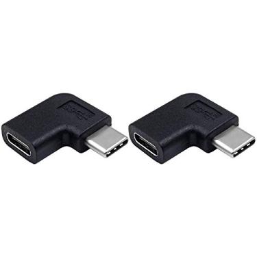 Imagem de Duttek (pacote com 2) Adaptador USB C, Adaptador de extensão macho para fêmea e direita de 90 graus USB-C USB 3.1 Tipo-C para laptop, MacBook Tablet e celular, Surface Pro, Lenovo Yoga PC (M/F)