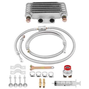 Imagem de Resfriador de óleo do motor, kit de sistema de radiador de refrigeração de óleo do motor de 85 ml para motor Honda GY6 100CC-150CC (prata)