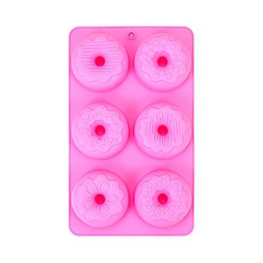 Imagem de Ferramentas antiaderentes para pastelaria de rosquinha de rosquinha assadeiras de silicone molde de donut assadeira (rosa (1 peça))