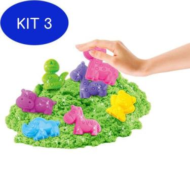 Imagem de Kit 3 Areia Divertida De Modelar C/ Dois Moldes Dm Toys