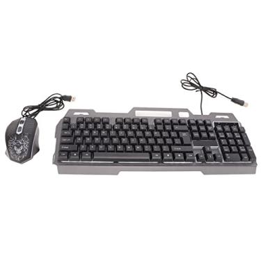 Imagem de Teclado para jogos e mouse combinados 104 teclas ergonomicamente mecânico com fio USB conjunto de mouse para teclado para jogos, mouse para jogos programável para PC Gamer computador desktop (preto)