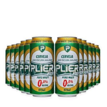 Imagem de Cerveja Sem Álcool Malzbier Zero Plier - Lata 12 X 473ml - Alibras