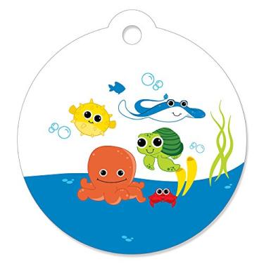 Imagem de Big Dot of Happiness Under the Sea Critters – Etiquetas de presente para chá de bebê ou festa de aniversário (conjunto com 20)