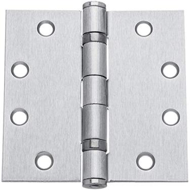 Imagem de Dynasty Hardware Dobradiça de porta de rolamento de esferas de grau comercial, 10,5 x 10,5 cm, cromado escovado totalmente encaixado, pacote com 3
