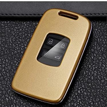 Imagem de YJADHU Controle remoto de fibra de carbono masculino e feminino porta-chaves de carro, apto para Renault Megane Koleos Kadjar Talismã Espace Captur Clio, concha de ouro profundo