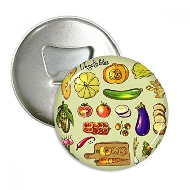 Imagem de Legumes Berinjela Abóbora Gengibre Abridor de Garrafas Imã de Geladeira Emblema Multifuncional