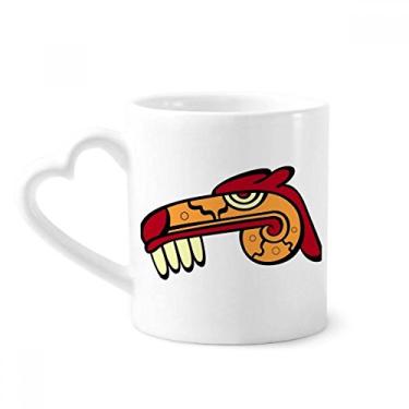Imagem de Caneca de cabeça de animal desenho de arte abstrata indiana caneca de café cerâmica copo de coração de vidro