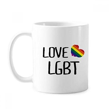 Imagem de Caneca de cerâmica Love LGBT Rainbow Ink Heart Pottery Coffee Porcelain