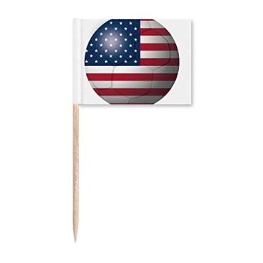 Imagem de Bandeira Nacional dos EUA Futebol Palito de Dente Bandeira dos EUA Marcador Topper Decoração de Festa