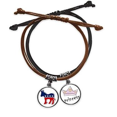 Imagem de DIYthinker Pulseira de couro com emblema de burro americano partido democrático corda corrente de mão pulseira princesa, Não se candidatar