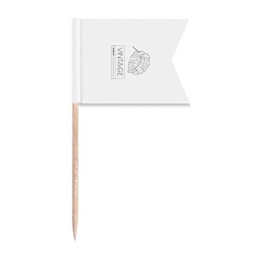 Imagem de Excelentes bandeiras clássicas de folhas tropicais para palito de dentes, marcação de rotulagem para bolo de festa, prato de queijo