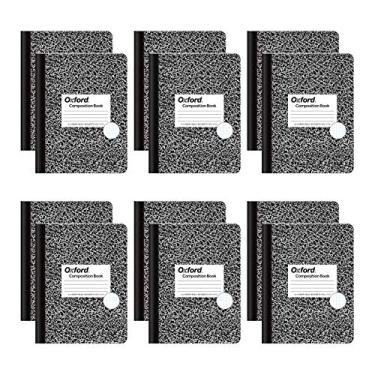 Imagem de Oxford Composição Notebooks, papel com gráfico, 22,8 cm x 18,9 cm, coberturas de mármore preto, 80 folhas, 12 por pacote (63786)