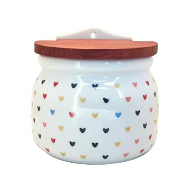 Imagem de P2 Home Saleiro Decorado Retangular de Porcelana Branco 14x12x14 cm