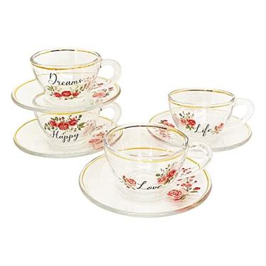 Imagem de Romance Gold Xicara Vidro Café kit c/4