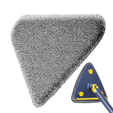 Imagem de Mop de limpeza giratório ajustável | Extensível Triângulo Esfregão com Cabo Longo e Rodo de Chuveiro | Esfregão de secagem rápida de imitação de torção manual para janelas, piso, rodapé, teto Febud