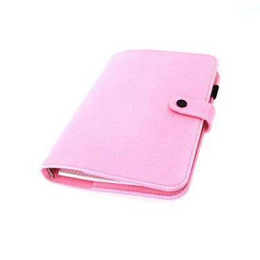 Imagem de A6 / A5 Capa de feltro de 6 furos redondo com vista de anel Pasta de arquivo para protetores de folha solta (Pink 26, A5 mini set)