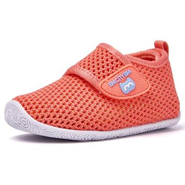 Imagem de BMCiTYBM Tênis infantil de malha respirável antiderrapante, 1 laranja, 18-24 Months Toddler