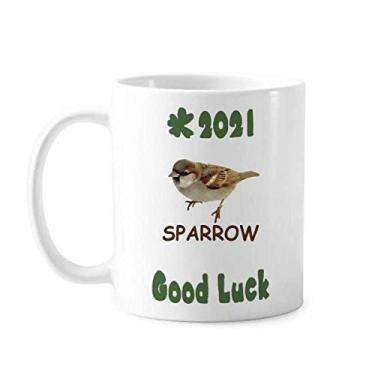 Imagem de Food Search Sparrows Birds Good Luck 2021 Caneca cerâmica café porcelana copo talheres