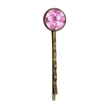 Imagem de Tecido de malha de linho roxo quadrado mosaico retrô cabelo de metal Bobby Pin Headwear