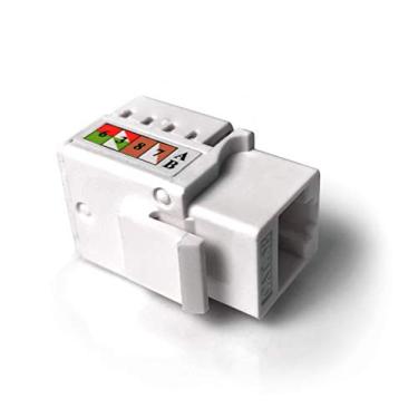 Imagem de PlusCable Keystone RJ45 LA-K50 CAT5E branco Angulação de 180Graus Padrão 110 IDC Formato T568A/B padrão 110 IDC para condutores de 22 a 26 AWG