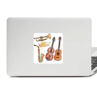 Imagem de Adesivo de vinil com estampa de aquarela de instrumentos musicais para laptop, decoração de policarbonato