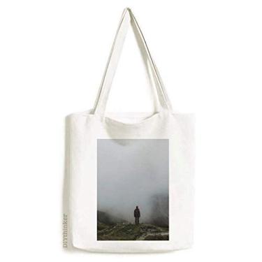 Imagem de Bolsa casual de lona para viagem Fog Clouds Mountain Nature