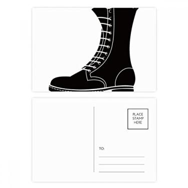 Imagem de Botas masculinas pretas de cano alto, conjunto de cartão postal de aniversário, cartão de felicitações