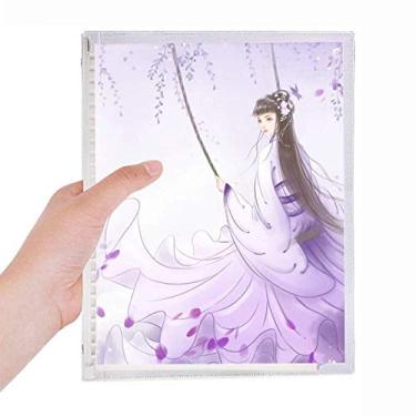 Imagem de Caderno de aquarela em estilo chinês Under Wisteria com folhas soltas e diário recarregável