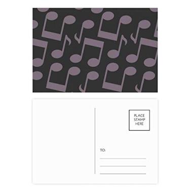 Imagem de Conjunto de cartões postais pretos roxos escuros com notas musicais e cartões de agradecimento
