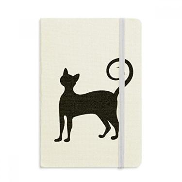 Imagem de Caderno de gato preto Mewing elegante com desenho de animal, capa dura de tecido, diário clássico