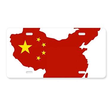 Imagem de DIYthinker Feito na China Mapa Bandeira Nacional Placa de Licença Decoração Aço Inoxidável Automóvel