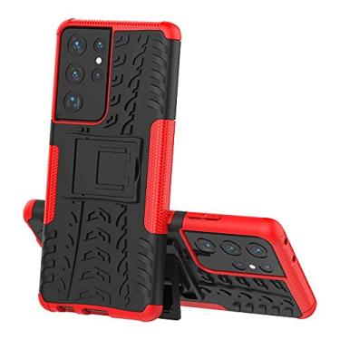 Imagem de Capa Capinha Anti Impacto Para Samsung Galaxy S21 Ultra com Tela de 6.8" polegadas Case Armadura Hybrid Refor�ada Com Desenho De Pneu - Danet (Vermelha)