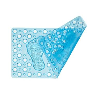 Imagem de Tapete Antiderrapante Para Box Banheiro 66 x 37 cm em PVC Base com Ventosas Pezinhos Segurança (Azul)