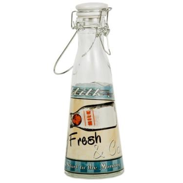 Imagem de Garrafa de leite de vidro grande estilo vintage "Fresca e fria" (97 ml)