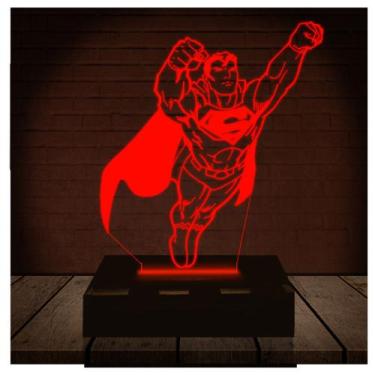 Imagem de Luminária Led Abajur  3D  Super Homem Man Dc Heroi - Rb Criações