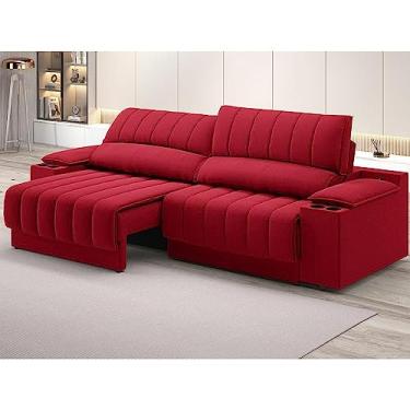 Imagem de Sofá com Usb Retrátil e Reclinável Murano 2m Vermelho