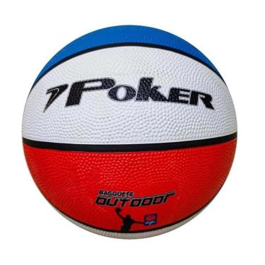 Imagem de Bola de Basquete Poker Outdoor 7 Branca e Azul-Unissex