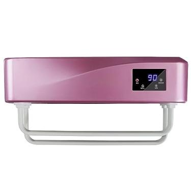 Imagem de Toalheiro Elétrico para Banheiro Trilhos de Secagem Aquecidos Inteligentes Termostático Automático Aquecedor de Toalhas Domésticos Sem Perfuração Radiador Com Temporizador,Pink,468 * 119 * 235mm