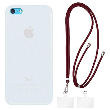 Imagem de Shantime Capa para iPhone 5C + cordões universais para celular, pescoço/alça macia de silicone TPU capa protetora para iPhone 5C (4 polegadas)