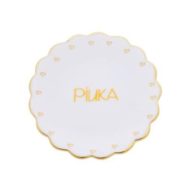 Imagem de Piuka Pratinho Porta Joia Do Dia Porcelana Com Filete De Ouro