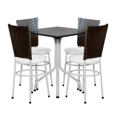 Imagem de Conjunto Mesa Branca 68X68 Com 4 Cadeiras Café - Laumar