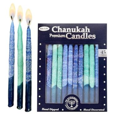 Imagem de Rite Lite Velas Premium Chanukah – Pacote com 45 – Velas Hanukkah para o Menorá (tons de azul)