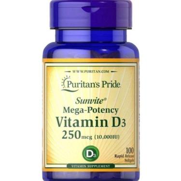 Imagem de Vitamina D3, 10.000iu, 100 Cápsulas, Puritan`s Pride