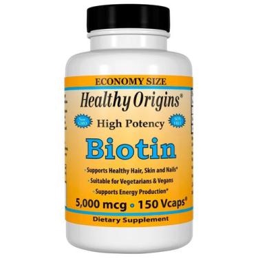 Imagem de Biotin Biotina 5,000 Mcg (150 Vcaps) Healthy Origins