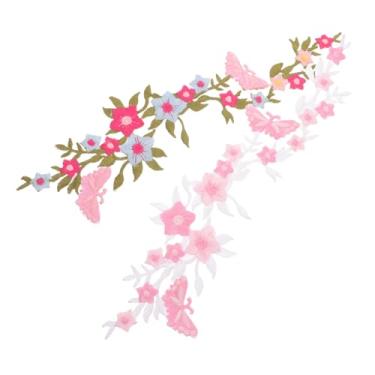 Imagem de OATIPHO 4 Pcs patch doce de inverno ferro de flor de ameixa em remendos emblemas bordados em roupas e acessórios remendos de roupas remendos de costura florais flores de tecido fragmento