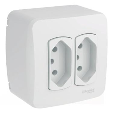 Imagem de Caixa Sobr Dxmlz 2 Tomadas Br 2P+T 10A - Schneider Electric, Schneider Electric, Branco