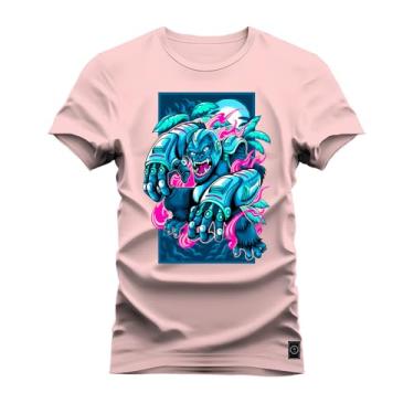 Imagem de Camiseta T-Shirt Algodão Premium Estampada Algodão Monk Star Rosa G