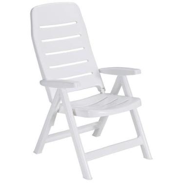 Imagem de Cadeira Plastica  Dobravel Com Bracos Iracema Branca Com Encosto Alto