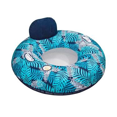 Imagem de Aqua LEISURE Boia de tubo grande Supreme Lake – Boia de cadeira de piscina para adultos resistente – samambaia azul/branca
