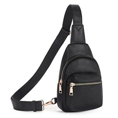 Imagem de CLUCI Bolsa tiracolo pequena para mulheres, pochetes de couro transversais na moda, bolsa de peito feminina, B-5 preta, Small, Elegante